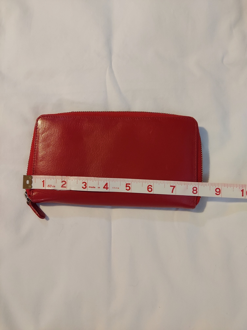 Barneys New York Vibrant Red Pebbled Leather Zip Around Wallet - Picture 6 of 9